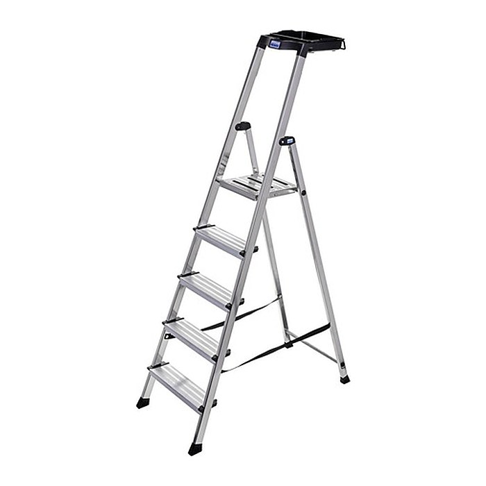 KRAUSE Stehleiter einseitig MONTO Secury mit Multi-Grip silber 5 Stufen, H: 185,0 cm