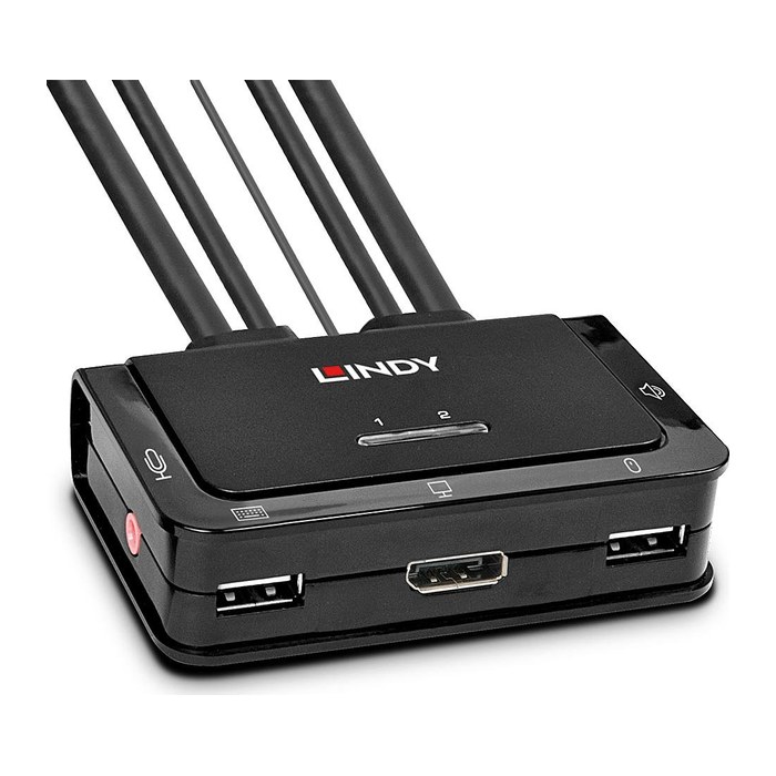 LINDY 2 Port DisplayPort 1.2, USB 2.0 KVM Switch mit Audio