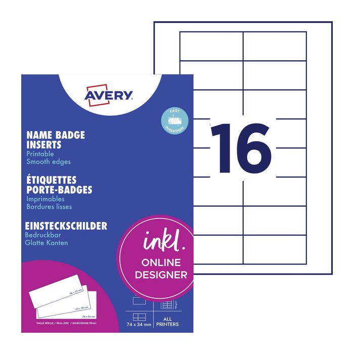 AVERY Zweckform Namensetiketten weiß 74,0 x 34,0 mm, 10 Blatt