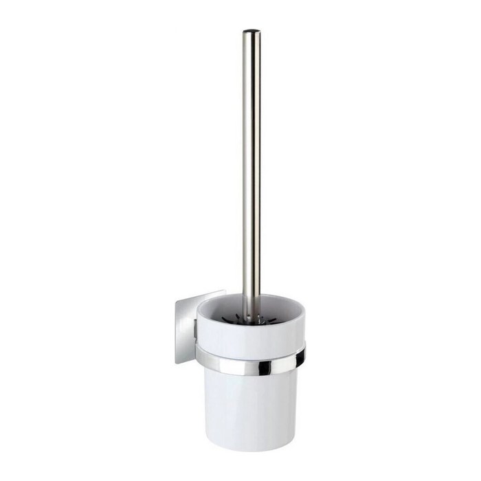 WENKO WC-Garnitur Quadro weiß, silber Metall, 1 St.