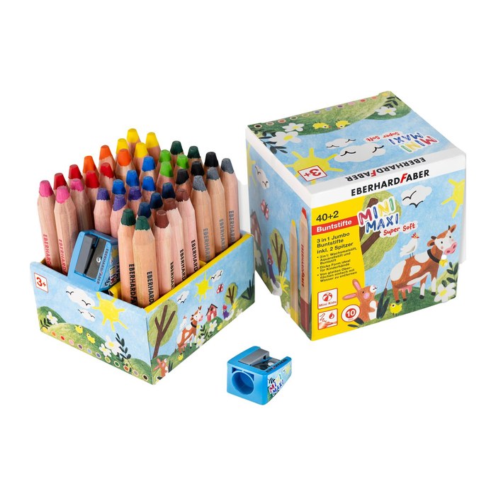 EBERHARD FABER MiniMaxi 3in1 40er Box Buntstifte farbsortiert, 40 St.