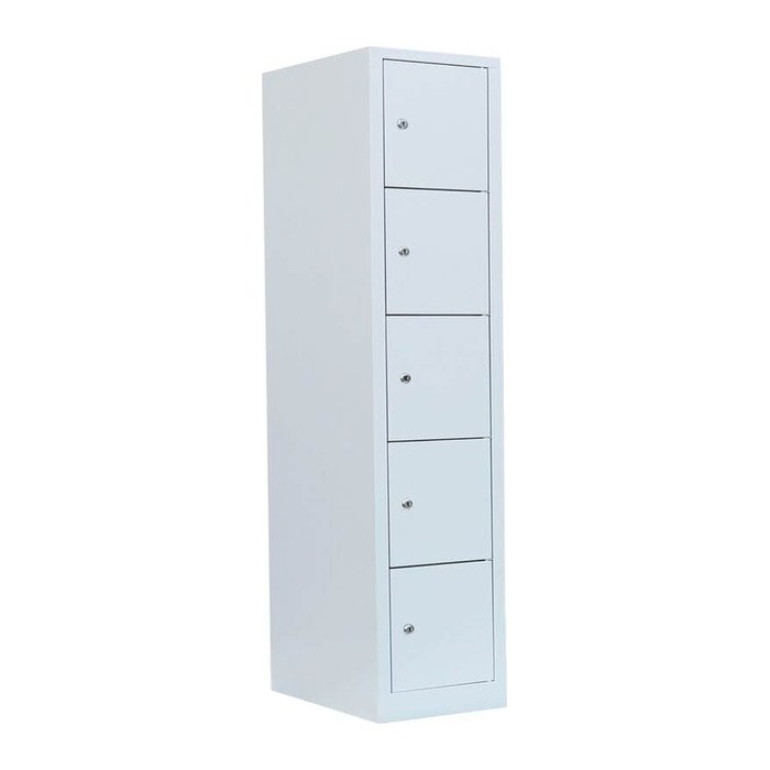 LÜLLMANN Schließfachschrank lichtgrau 523510, 5 Schließfächer 41,5 x 50,0 x 180,0 cm