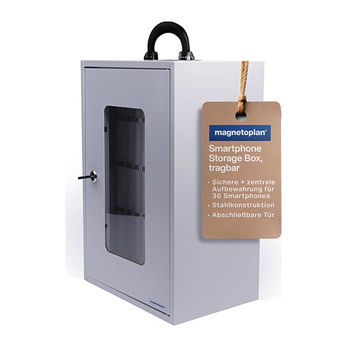 magnetoplan Handygarage abschließbar Smartphone Storage Box hellgrau, transparent, weiß 1231601 29,5 x 20,5 x 44,5 cm