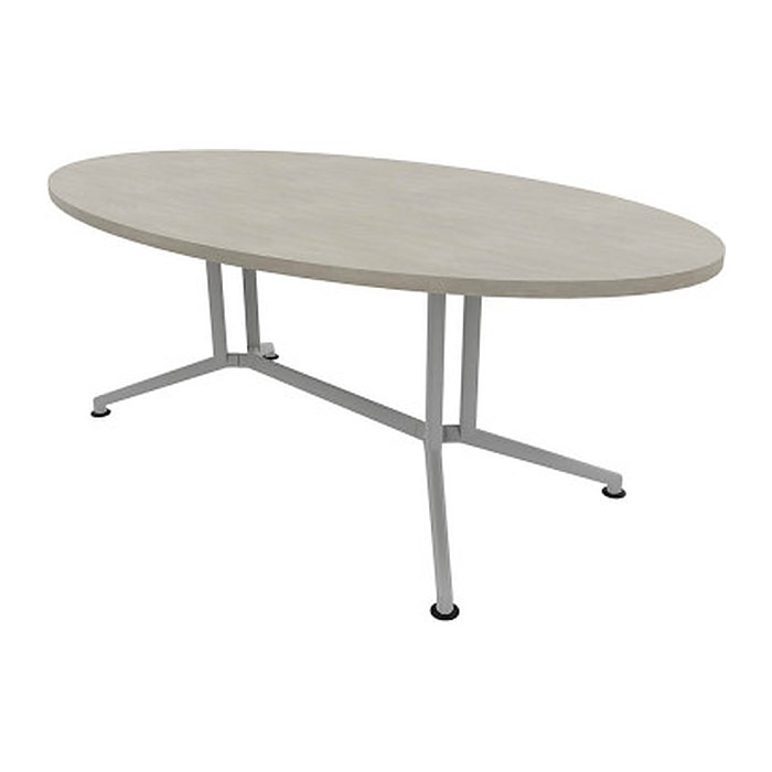 Quadrifoglio Konferenztisch X2 beton oval, V-Gestell alu, 200,0 x 110,0 x 74,0 cm