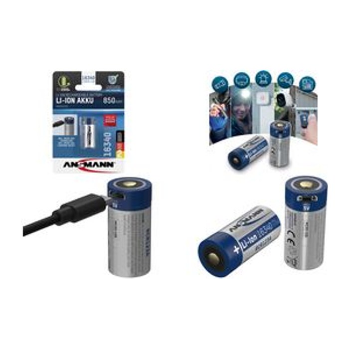 ANSMANN USB-Akku USB-C Li-Ion 16340 850 mAh, 1 St.