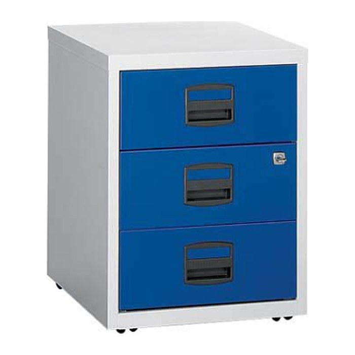 BISLEY Home Rollcontainer lichtgrau, oxfordblau 3 Auszüge 41,3 x 40,0 x 52,8 cm