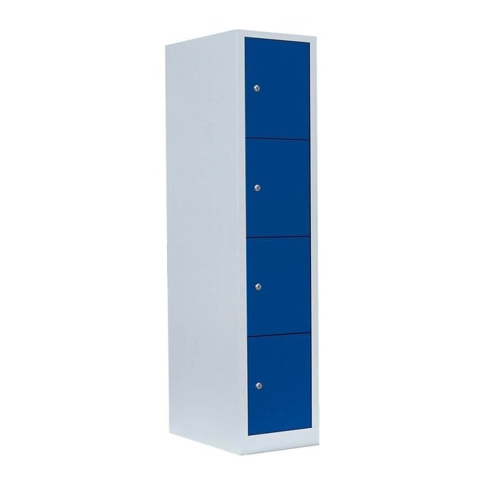 LÜLLMANN Schließfachschrank enzianblau, lichtgrau 523411, 4 Schließfächer 41,5 x 50,0 x 180,0 cm