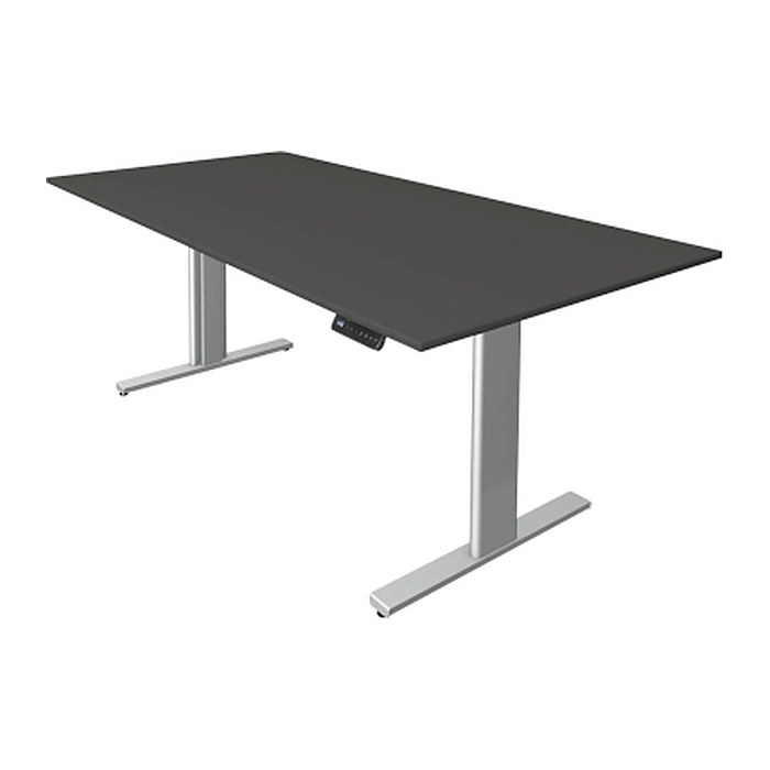 Kerkmann Move 3 tube elektrisch höhenverstellbarer Schreibtisch anthrazit rechteckig, T-Fuß-Gestell silber 200,0 x 100,0 cm