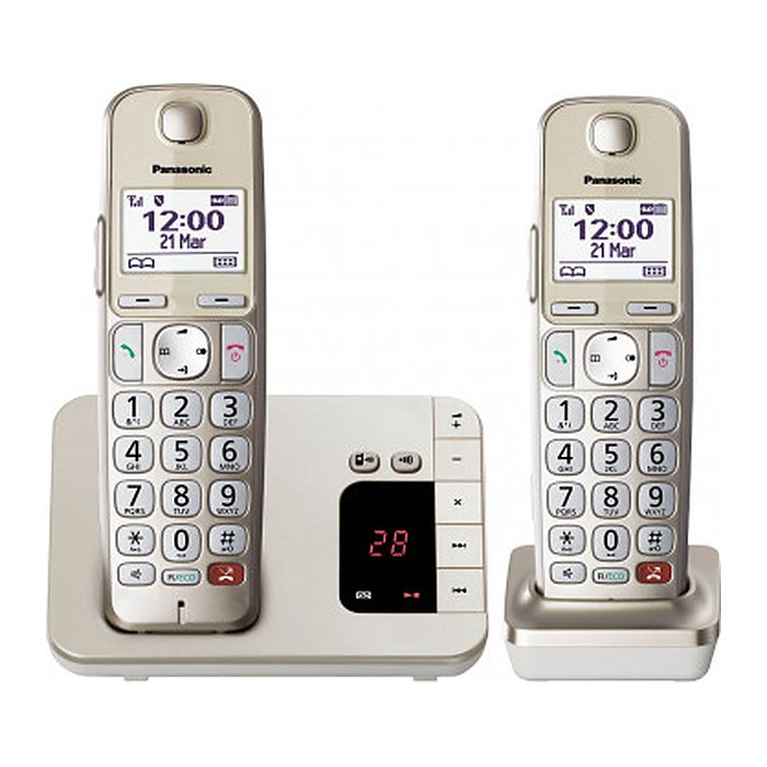 Panasonic KX-TGE262GN Schnurloses Telefon-Set mit Anrufbeantworter champagner