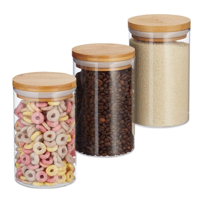 relaxdays Vorratsdosen 16,0 cm hoch transparent 0,8 l, 3 St.