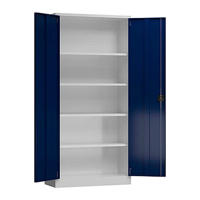 ClassiX Stahlschrank X-530341 enzianblau, lichtgrau 4 Fachböden 92,0 x 42,0 x 194,5 cm, aufgebaut, 1 St.
