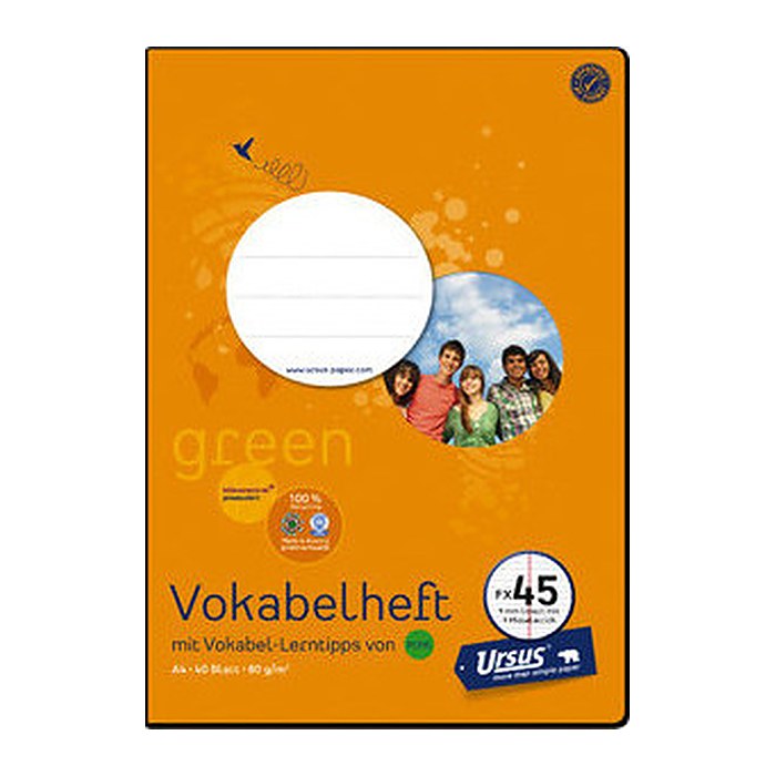 Ursus® Vokabelheft OE Recycling Lineatur 45 liniert DIN A4 ohne Rand, 40 Blatt, 1 St.