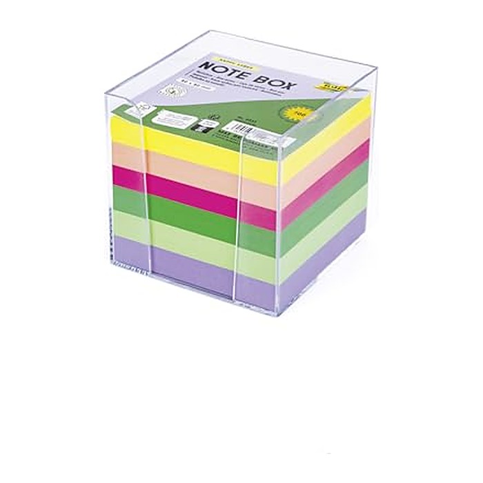 folia Zettelbox HAPPY VIBES transparent inkl. 700 Notizzettel bunt, 1 St.
