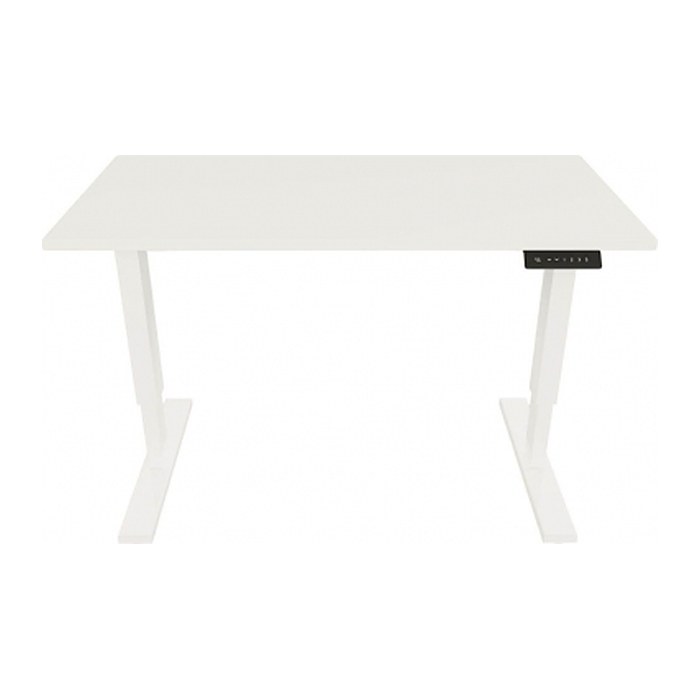 BISLEY E-StarterTech elektrisch höhenverstellbarer Schreibtisch weiß rechteckig, T-Fuß-Gestell weiß 140,0 x 60,0 cm