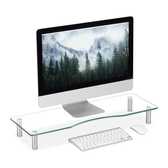 relaxdays Monitorständer silber, transparent