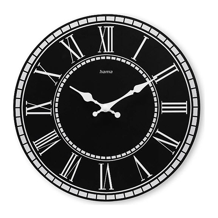 hama Wanduhr Rab schwarz Mitteldichte Holzfaserplatte (MDF), Ø 30,0 cm