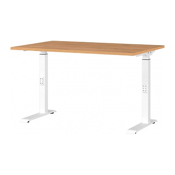 GERMANIA DOWNEY höhenverstellbarer Schreibtisch grandson-eiche rechteckig, C-Fuß-Gestell weiß 120,0 x 80,0 cm