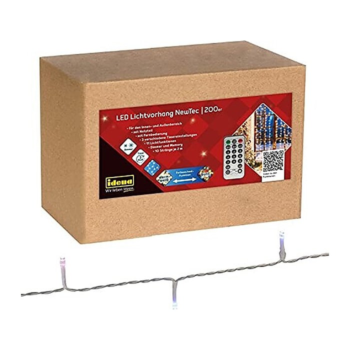 Idena NewTec 200er LED Lichtervorhang transparent 1,5 m, 1 St.