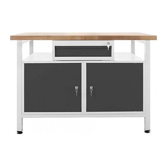 ADB Werkbank lichtgrau, anthrazitgrau 1 Schublade 120,0 x 60,0 x 84,0 cm