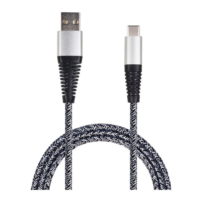 2GO USB Lade-/Datenkabel USB Type-C 3.1 Nylon 100cm silber