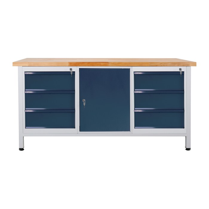 ADB Werkbank lichtgrau, anthrazitgrau 6 Schubladen 170,0 x 60,0 x 84,0 cm