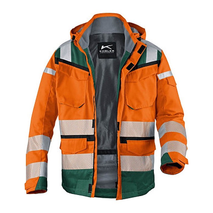 KÜBLER® unisex Warnjacke Winter REFLECTIQ orange, moosgrün Größe XL