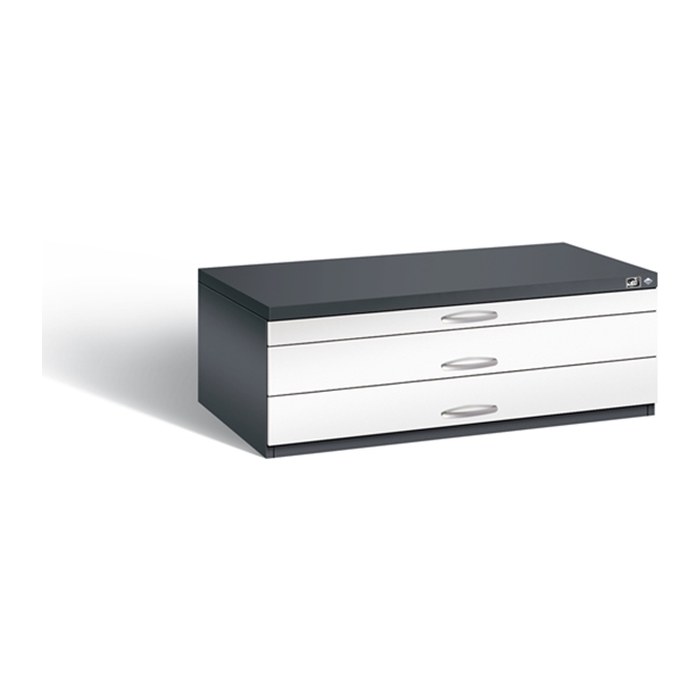 CP 7100 Planschrank schwarzgrau, verkehrsweiß 3 Schubladen 110,0 x 76,5 x 42,0 cm, 1 St.