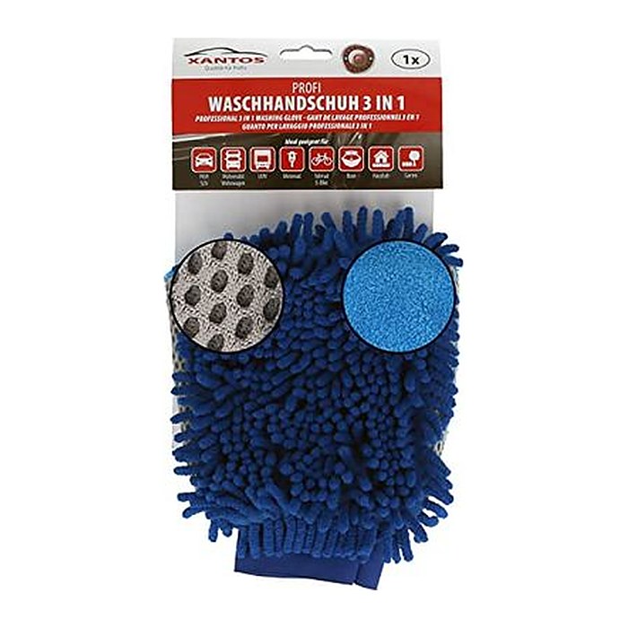 XANTOS Chenille-Waschhandschuh 3in1