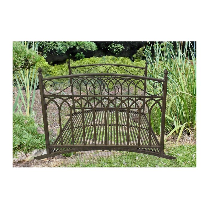 Garden Pleasure Teichbrücke YASUR Metall dunkelbraun gebogen 136,0 x 80,0 x 91,0 cm, 1 St.