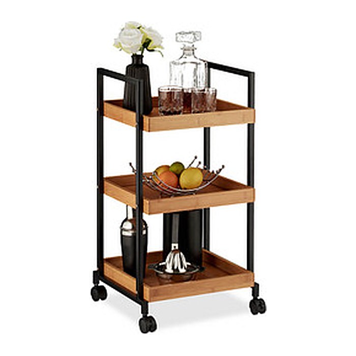relaxdays Servierwagen braun, schwarz 37,0 x 34,0 x 69,5 cm