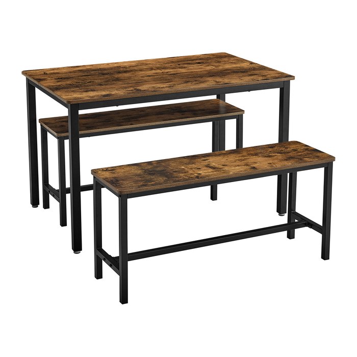VASAGLE Sitzgruppe, schwarz Holz, Metall, 3-teilig