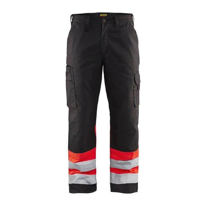 BLAKLÄDER® unisex Warnschutzhose 1564 schwarz, leuchtrot Größe 25