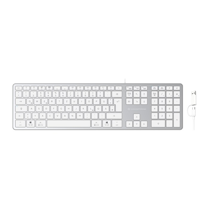 CONCEPTRONIC USB Tastatur slim USB-A/USB-C Layout DE ws