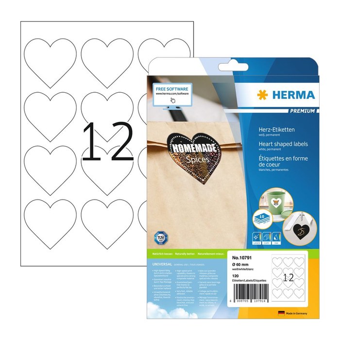 HERMA Premium Etiketten in Herzform 60x60 1Stk