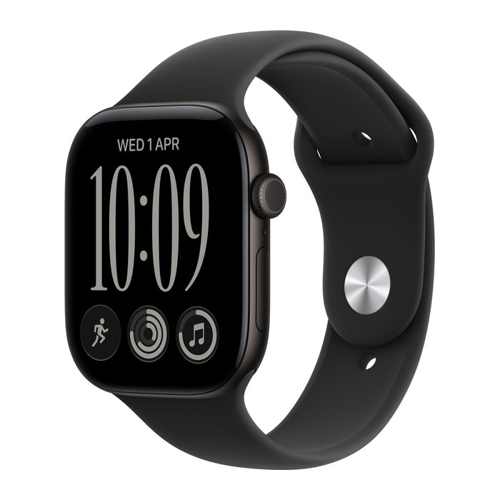 Apple Watch 12 46 mm Aluminium schwarz (GPS) Sportarmband M/L schwarz
