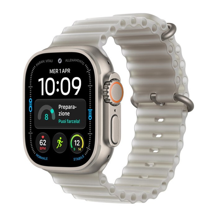 Apple Watch Ultra 4 49 mm Natur (GPS + Cellular) Ocean-Armband grau
