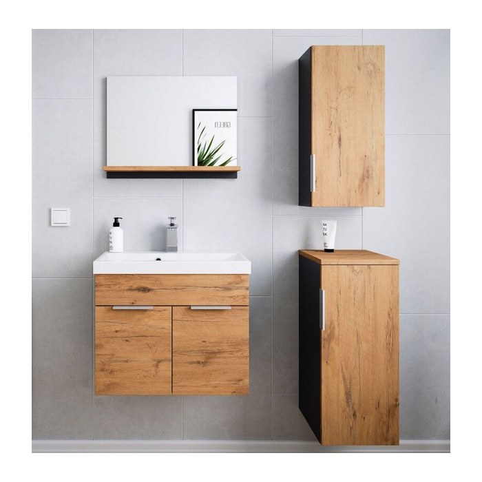 POSSEIK Badmöbel-Set 4-teilig LAGO eiche 59,9 x 35,0 x 51,0 cm