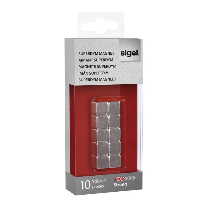 SIGEL C5 "Strong" Magnete silber, Metall 1,0 x 1,0 x 1,0 cm, 10 St.