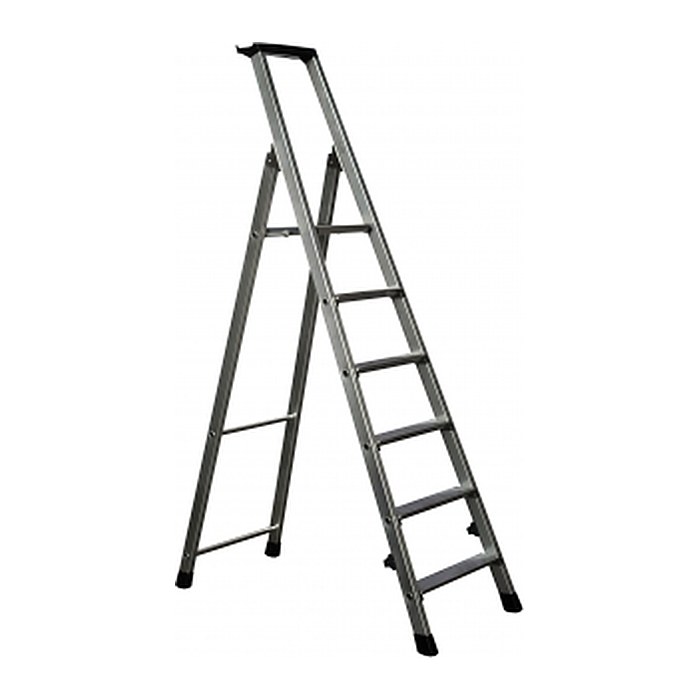 ZARGES Stehleiter einseitig Nova S silber 6 Stufen, H: 203,0 cm
