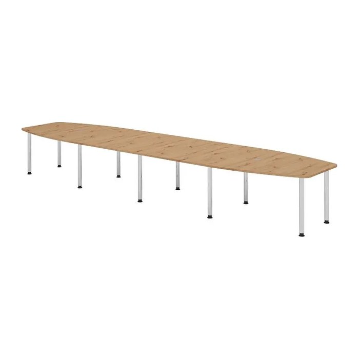 HAMMERBACHER Konferenztisch KT52C asteiche Tonnenform, Rundrohr chrom, 520,0 x 85,0/130,0 x 72,0 - 74,0 cm