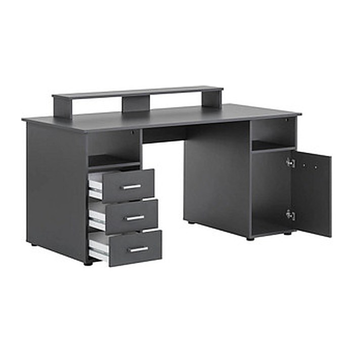 MÖBELPARTNER Niels light Schreibtisch anthrazit rechteckig, Wangen-Gestell grau 150,0 x 70,0 cm
