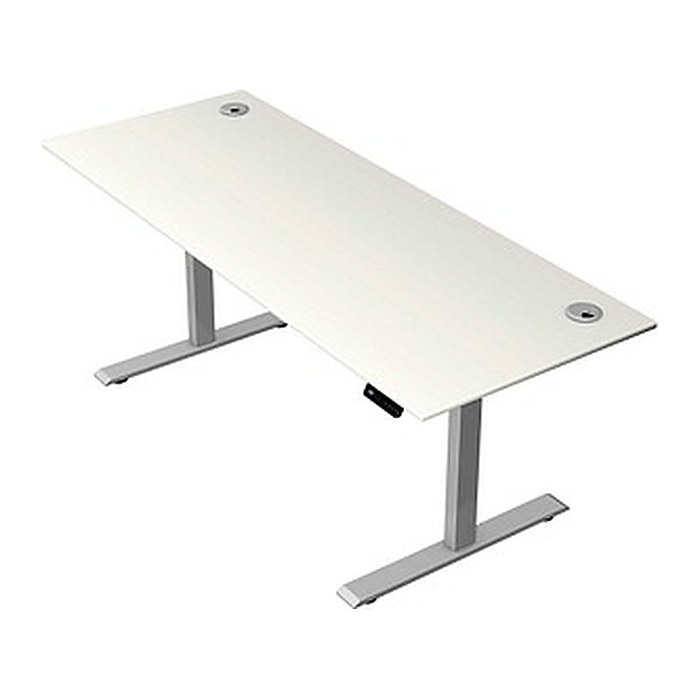 Kerkmann Move 2 Plus elektrisch höhenverstellbarer Schreibtisch weiß rechteckig, T-Fuß-Gestell silber 200,0 x 80,0 cm
