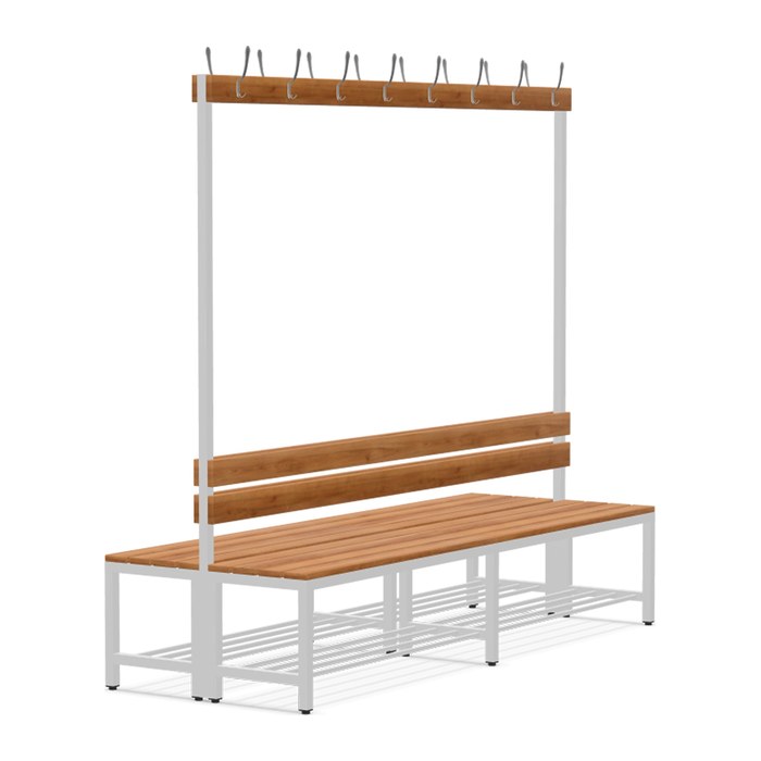 Garderobenbank doppelseitig – 2000 mm lang – aus Holz/Stahl