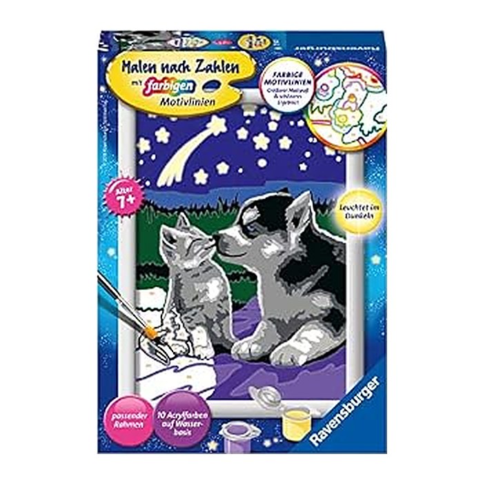 Ravensburger Malen-nach-Zahlen Hund und Katze mehrfarbig