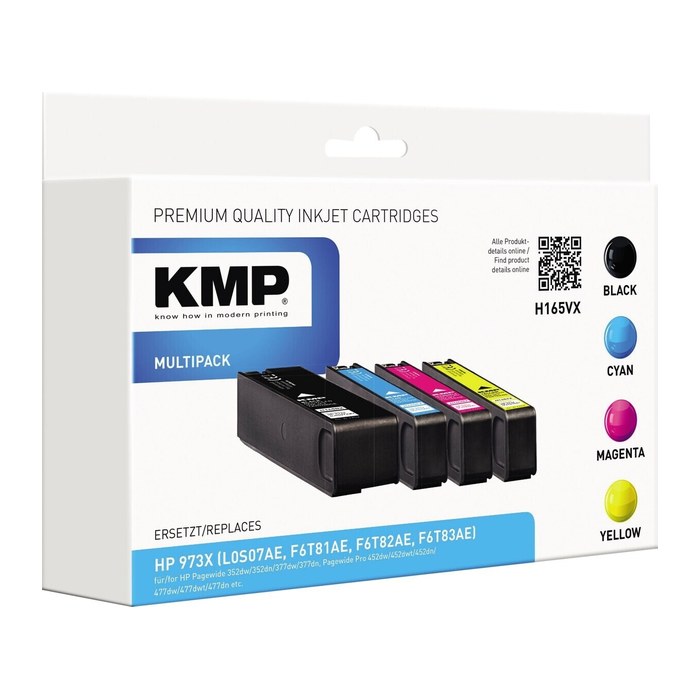 KMP H165VX schwarz, cyan, magenta, gelb Druckerpatronen kompatibel zu HP 973X (L0S07AE, F6T81AE, F6T82AE, F6T83AE), 4er-Set