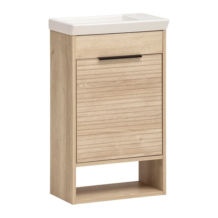 MÖBELPARTNER Waschbecken mit Unterschrank Mads 159075 weiß-eiche 45,5 x 27,0 x 5,0 cm