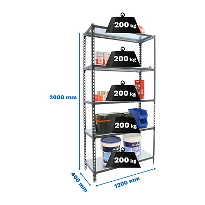 Simonrack Schwerlastregal SIMONCLICK MEGAPLUS 8425437098758 anthrazit, weiß 120,0 x 40,0 x 200,0 cm
