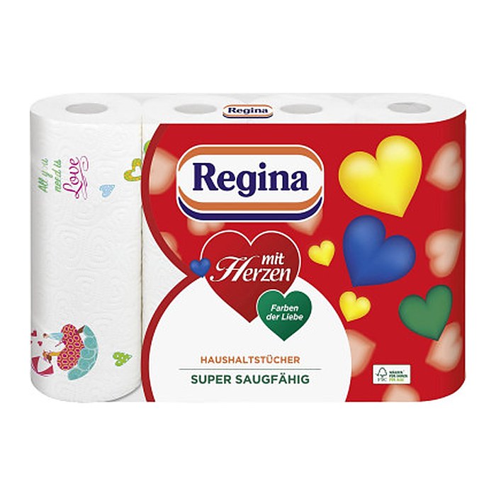 Regina Küchenrollen mit Herzen 3-lagig, 4 Rollen