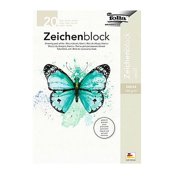 folia Zeichenblock gekörnt DIN A4 140 g/qm, 20 Blatt, 20 St.