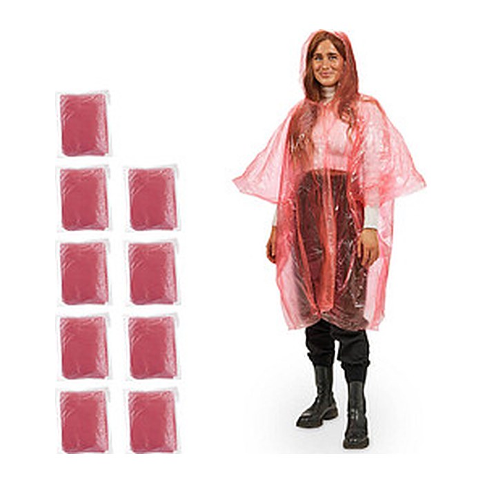 relaxdays unisex Einweg-Regenponcho rot Einheitsgröße 10 St.